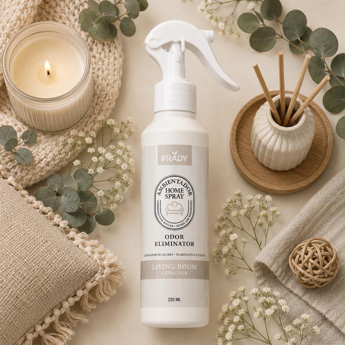 Prady Spray Ambientador 220ML Eliminador De Odores Sala De Estar