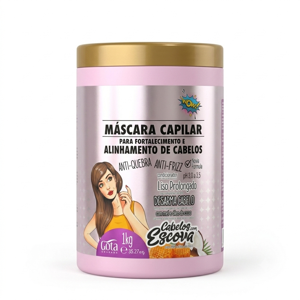 Gota Dourada Máscara Capilar 1kg Para Cabelos Com Escova