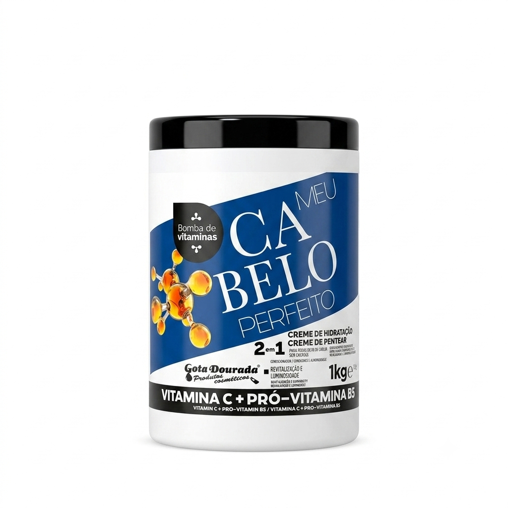 Gota Dourada Creme De Hidratação e Creme De Pentear 1kg Vitamina C+Pró-Vitamina B5