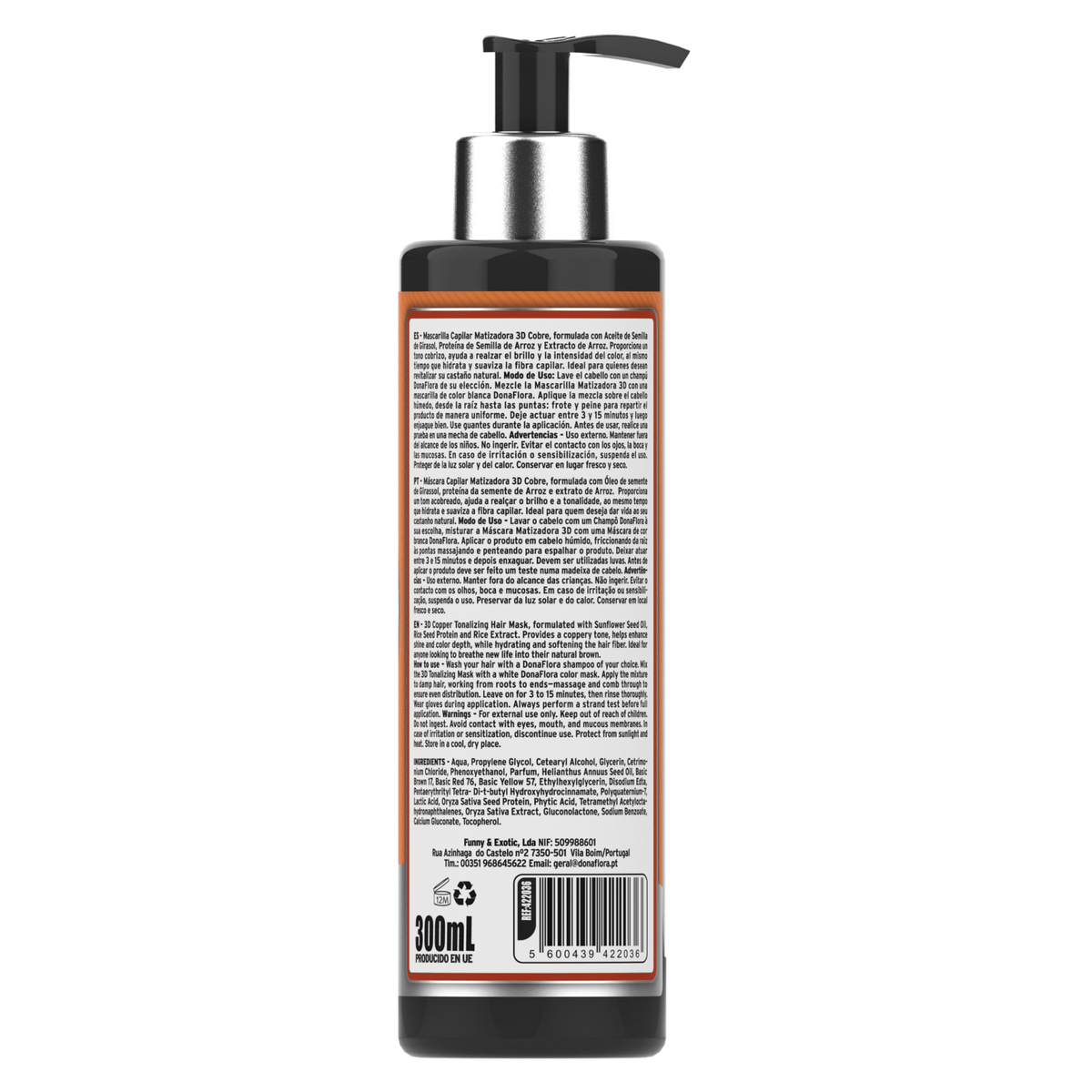 Dona Flora Máscara Capilar Matizadora 300ml Cobre(Castanho Natural)